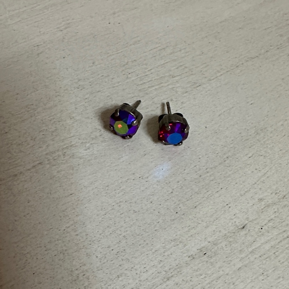 Sabika Purple and Red Stud Earrings